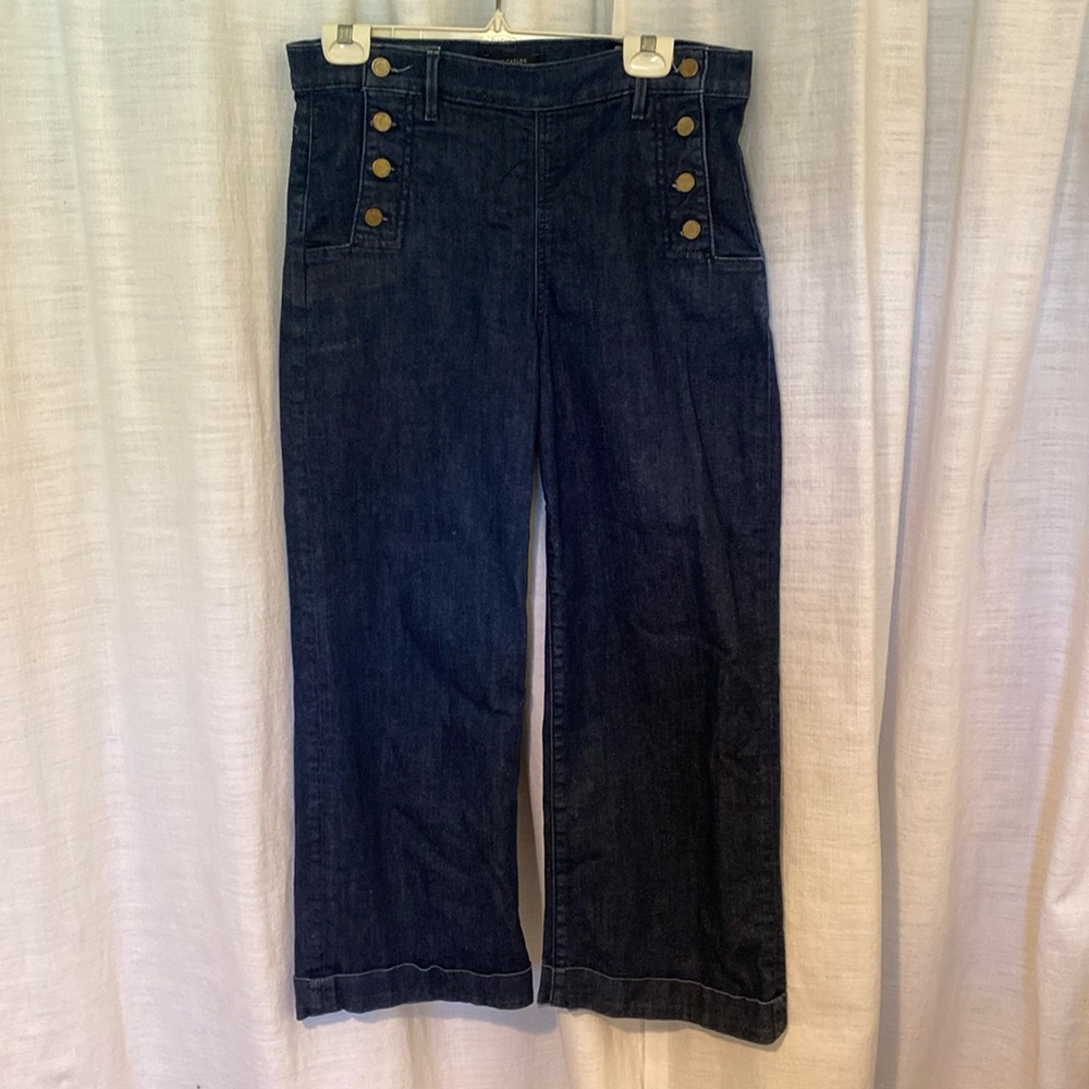 Ann Taylor women’s Denim Wide Leg Mid-Rise Cropped Sailor Pants Sz 8 petite
